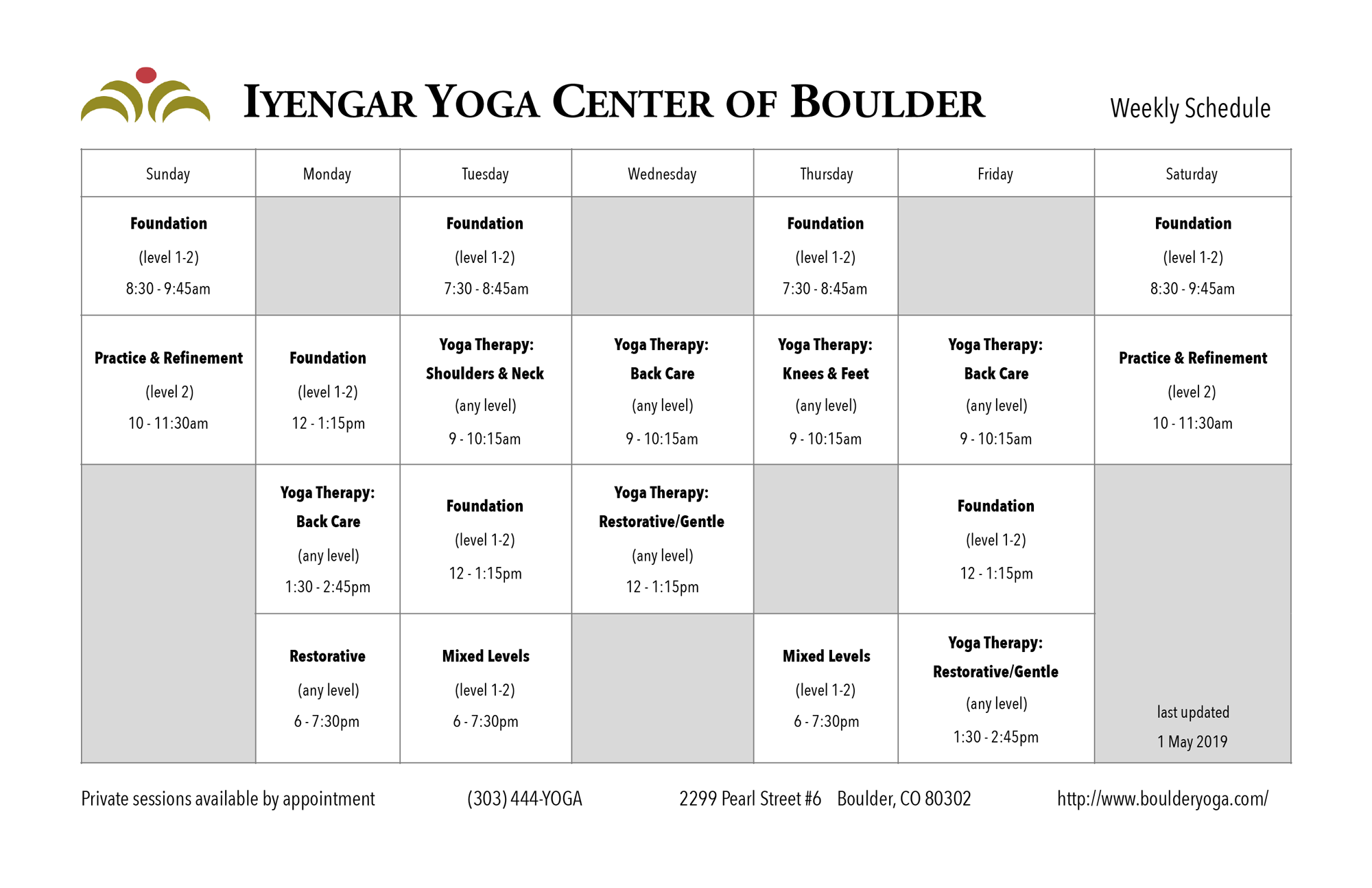 Yoga Six Class Schedule  International Society of Precision Agriculture